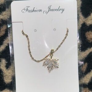 Gold and Silver Leaf Pendant Necklace